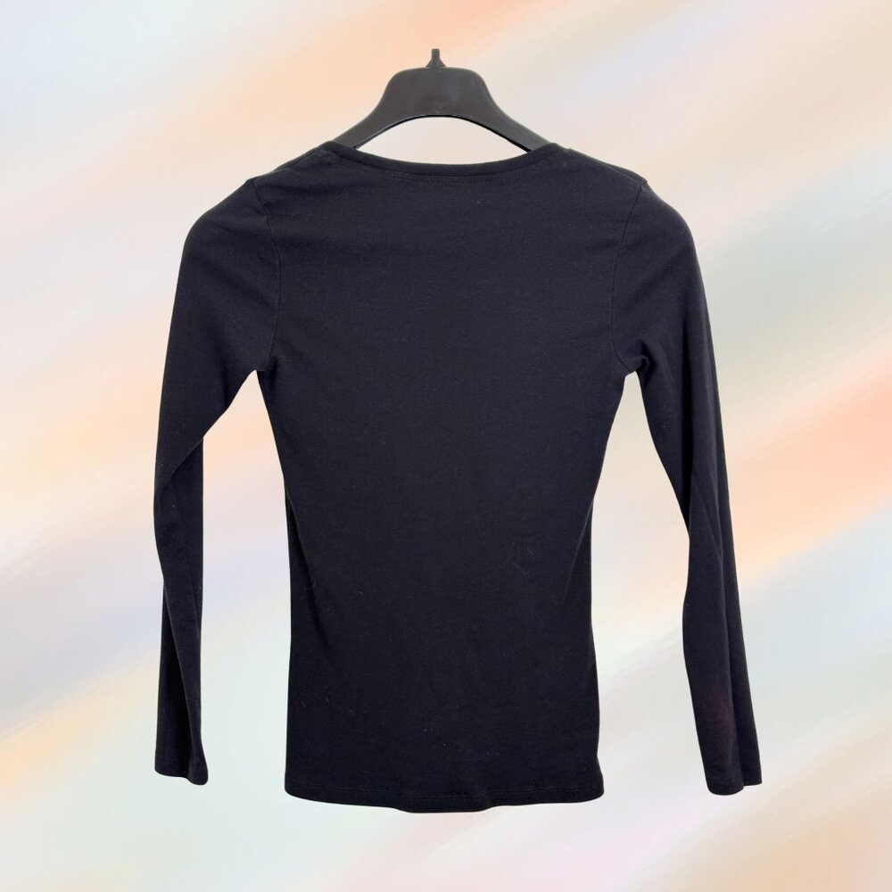 Caslon / Nordstrom Women's Black Long Sleeve Scoopneck Shirt, Small - Picture 2 of 3